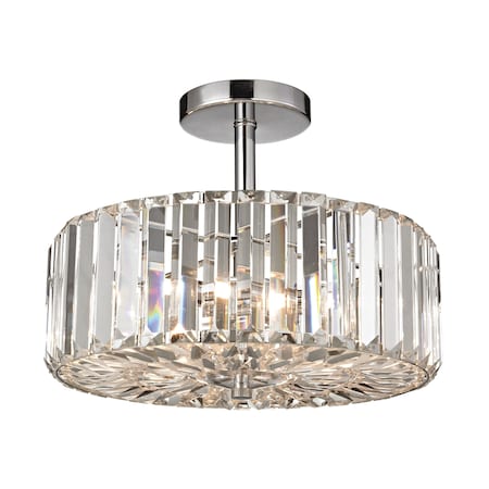 Clearview 3-Light Semi Flush In Polished Chrome With Crystal Prisms